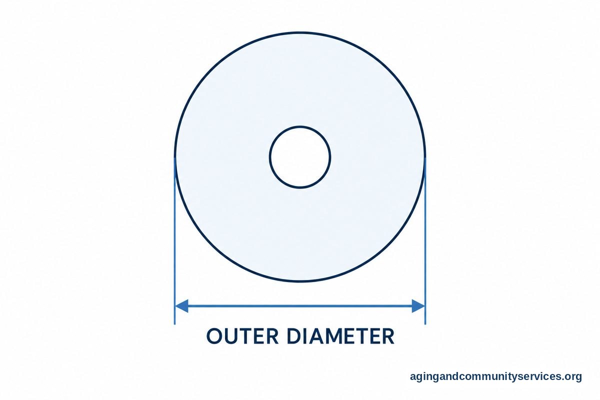 A silicone hearing aid dome appears from above with a double headed arrow spanning its widest circular edge.
